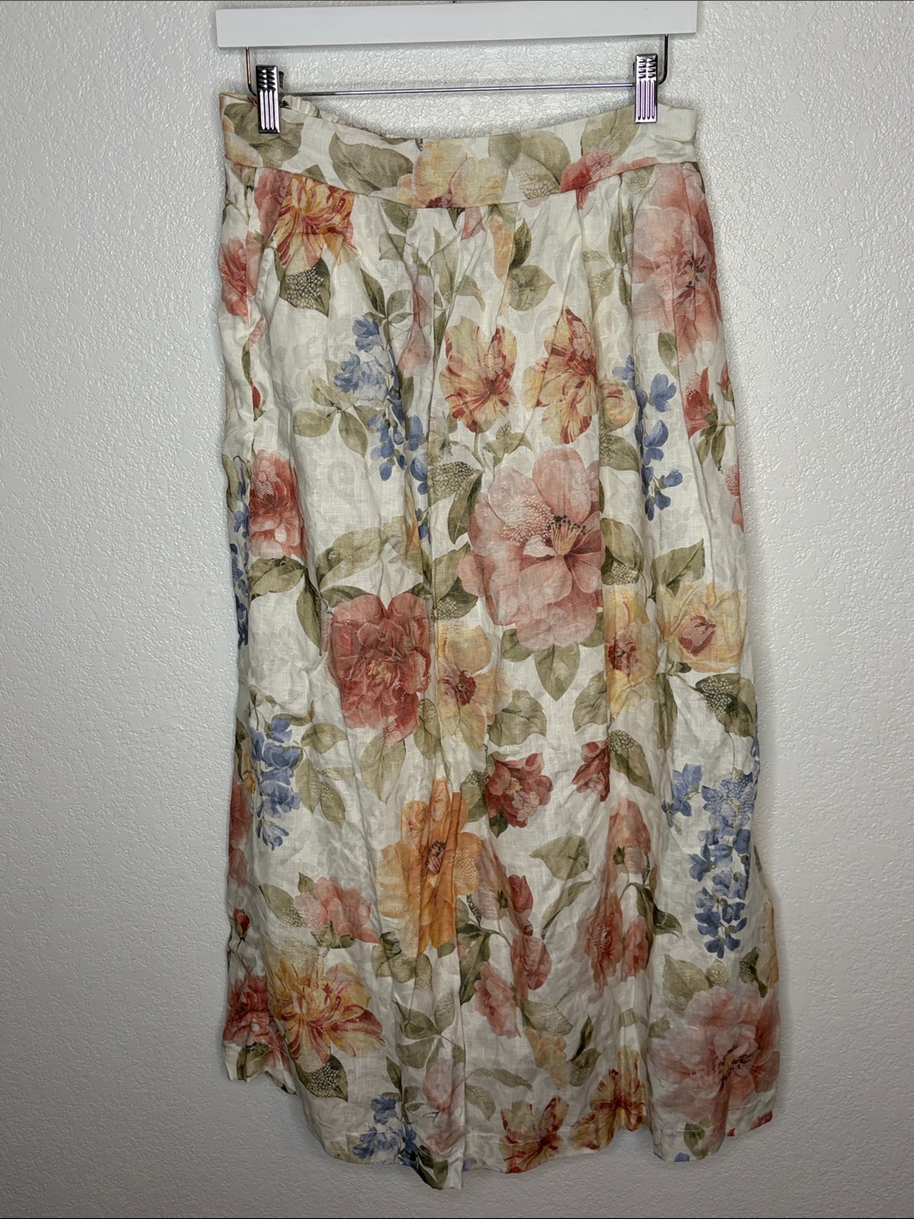 Line Markvardsen White Joy Skirt Summer Bloom Linen Midi Size Small — image 3 of 8